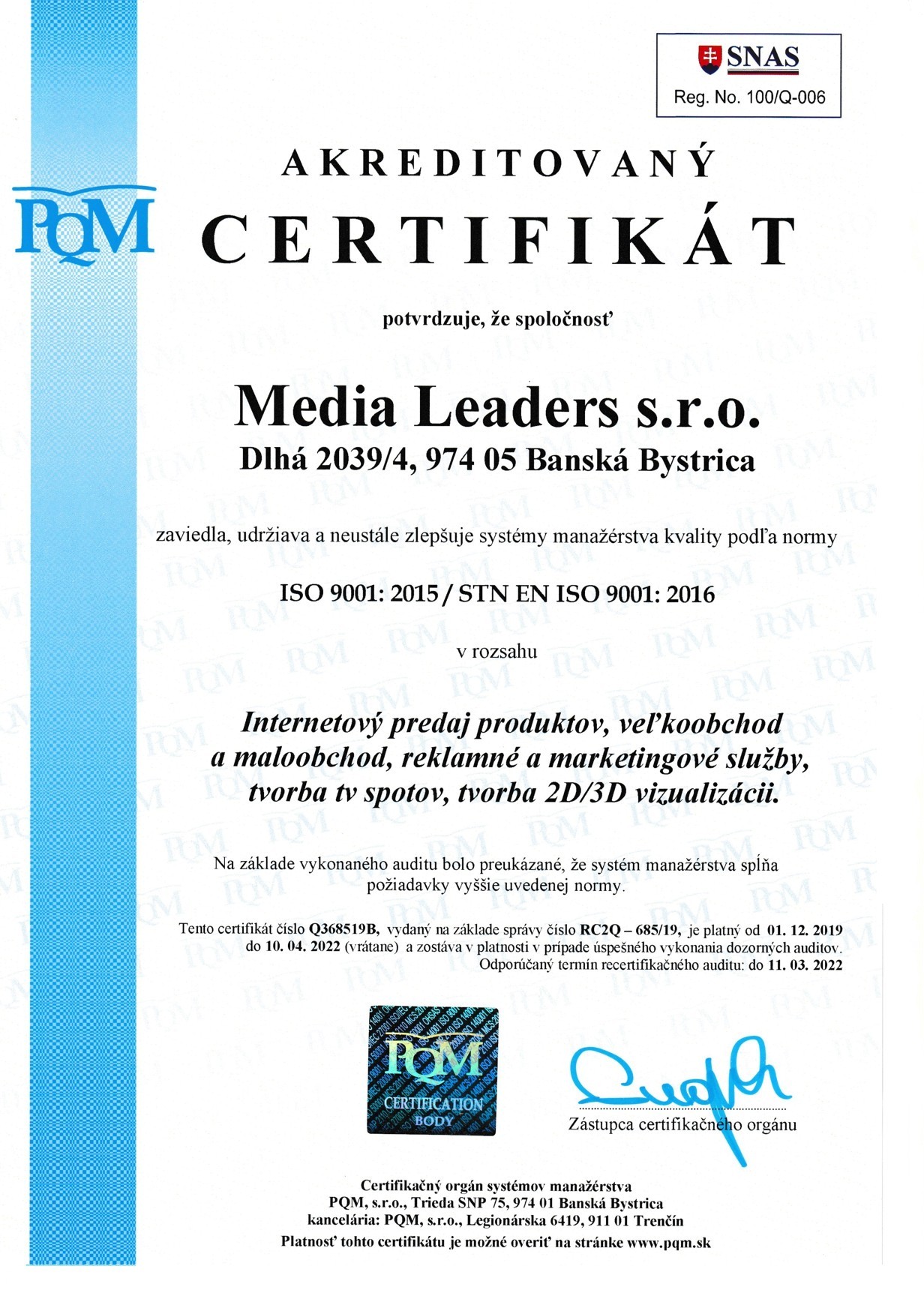 iso 9001 sertifikası medya liderleri sro
