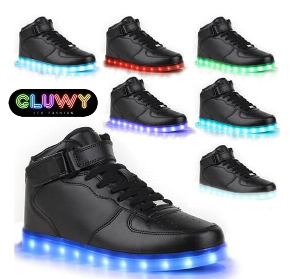 LED parlayan siyah çizmeler spor ayakkabı