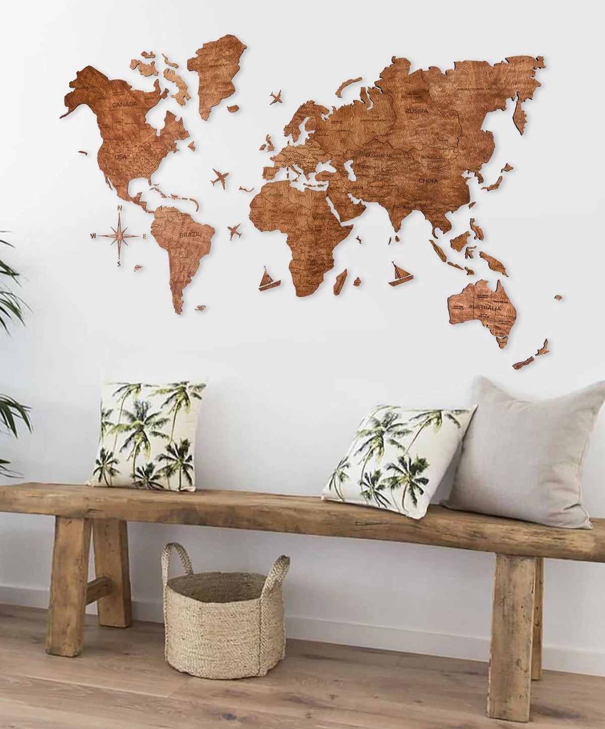 Dünya meşe haritasının duvar resmi