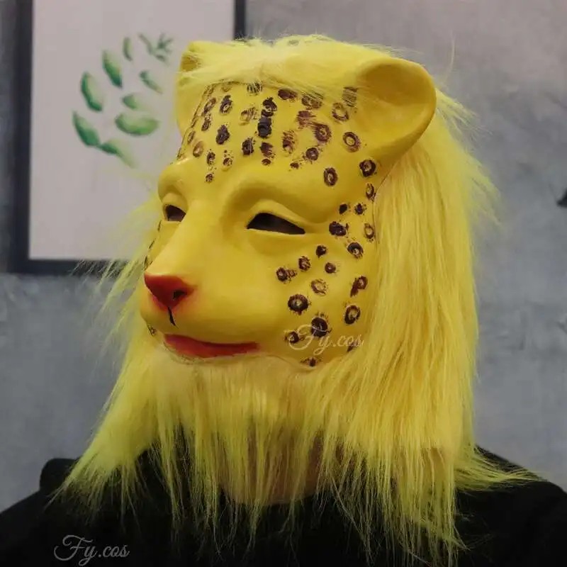 Leopar yüz silikon lateks maske kafa için