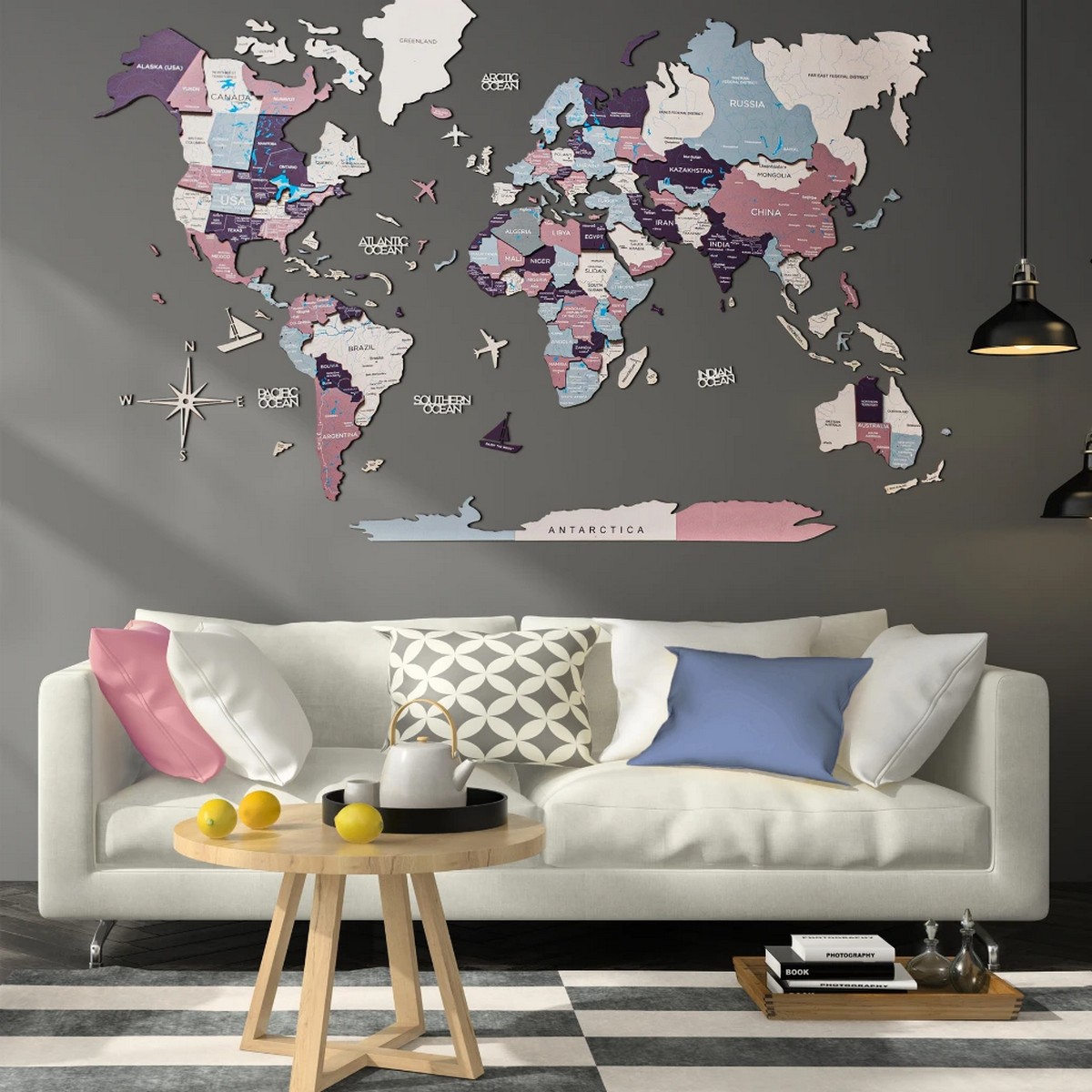 dünya haritası duvar dekorasyonu