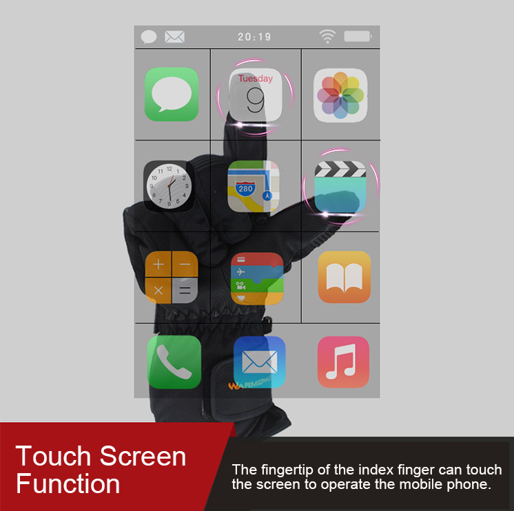 akıllı telefonlar için dokunmatik ekranlı parmak yüzeyli kışlık eldivenler