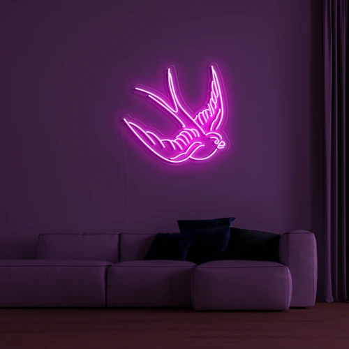 Duvardaki 3D LED neon logosu - güvercin