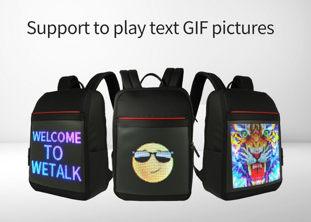 led ekran görüntü oynatma ve GIF ile akıllı sırt çantası