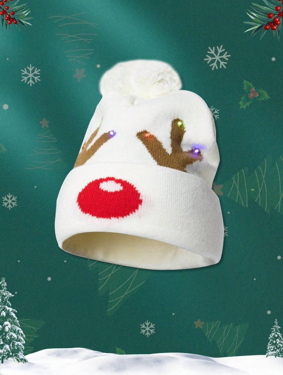 şapka Noel ren geyiği boynuzları - kışın parlayan şapka, Rudolph