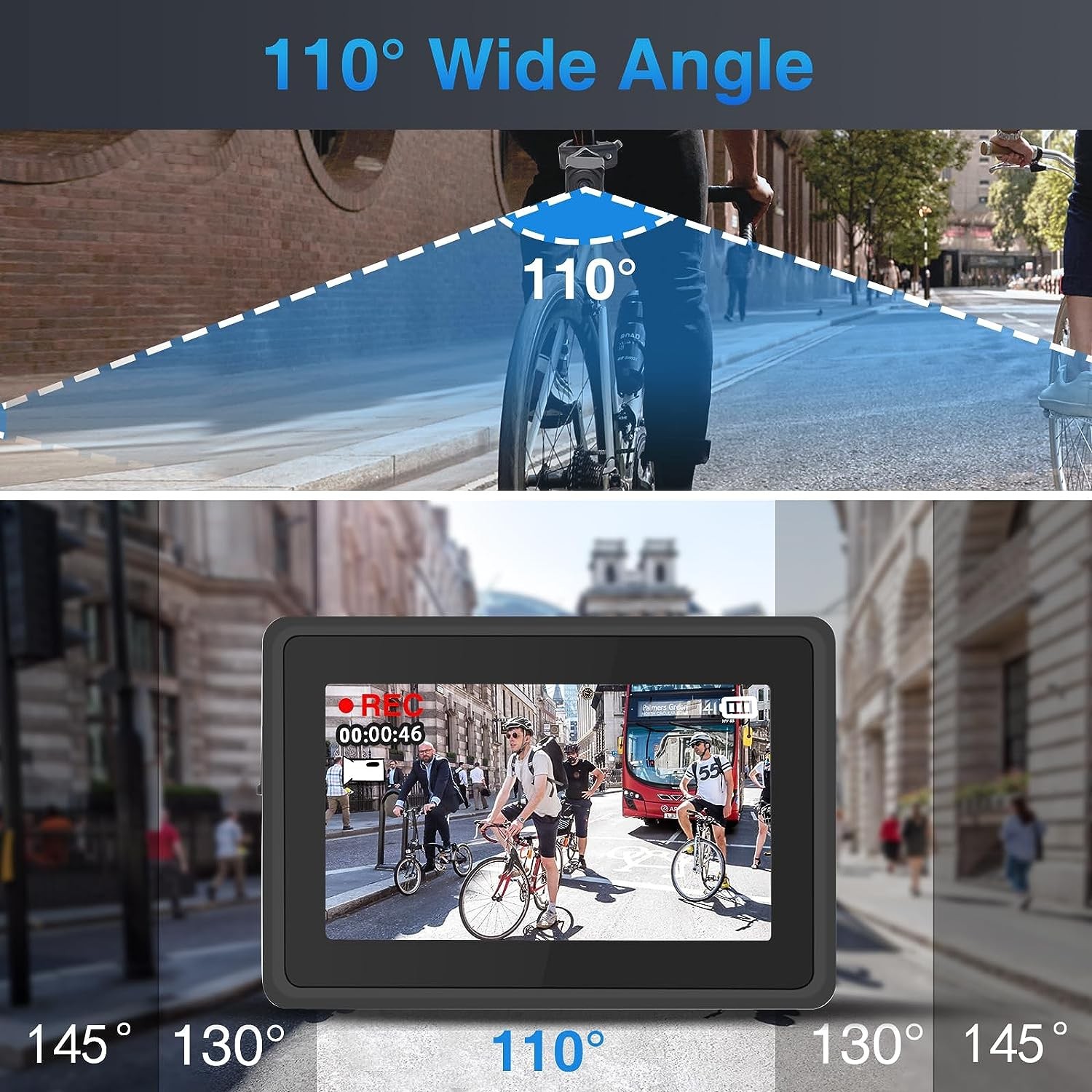 bisiklet kamerası görüş açısı 110 derece + monitör