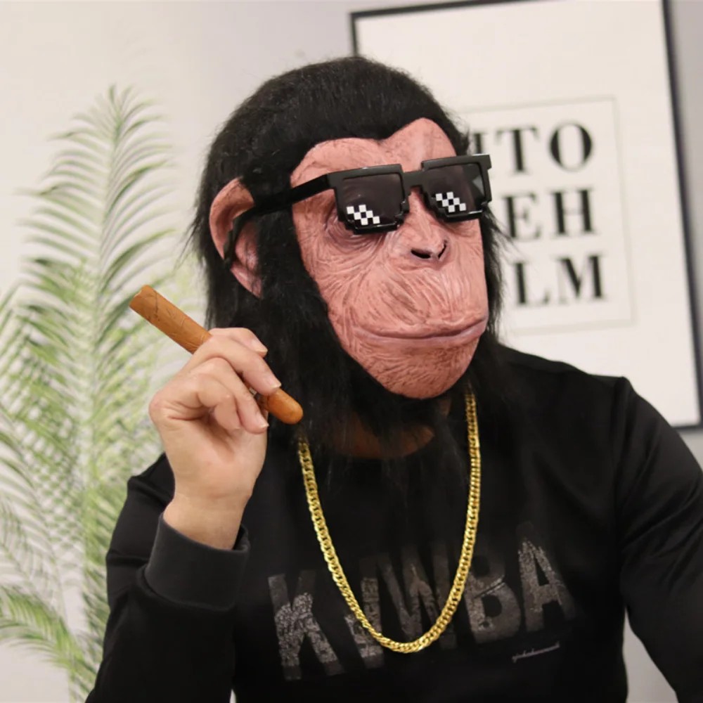 şempanze maskesi maymun yüzü silikon lateks maske kafa için