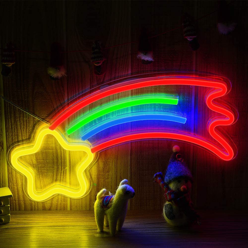 neon kuyruklu yıldız parlayan led logo kuyruklu yıldız