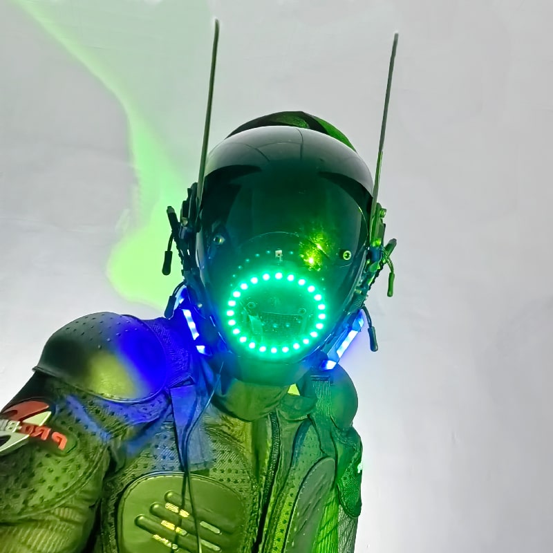 Aydınlık LED Cyberpunk maskesi baş kaskı