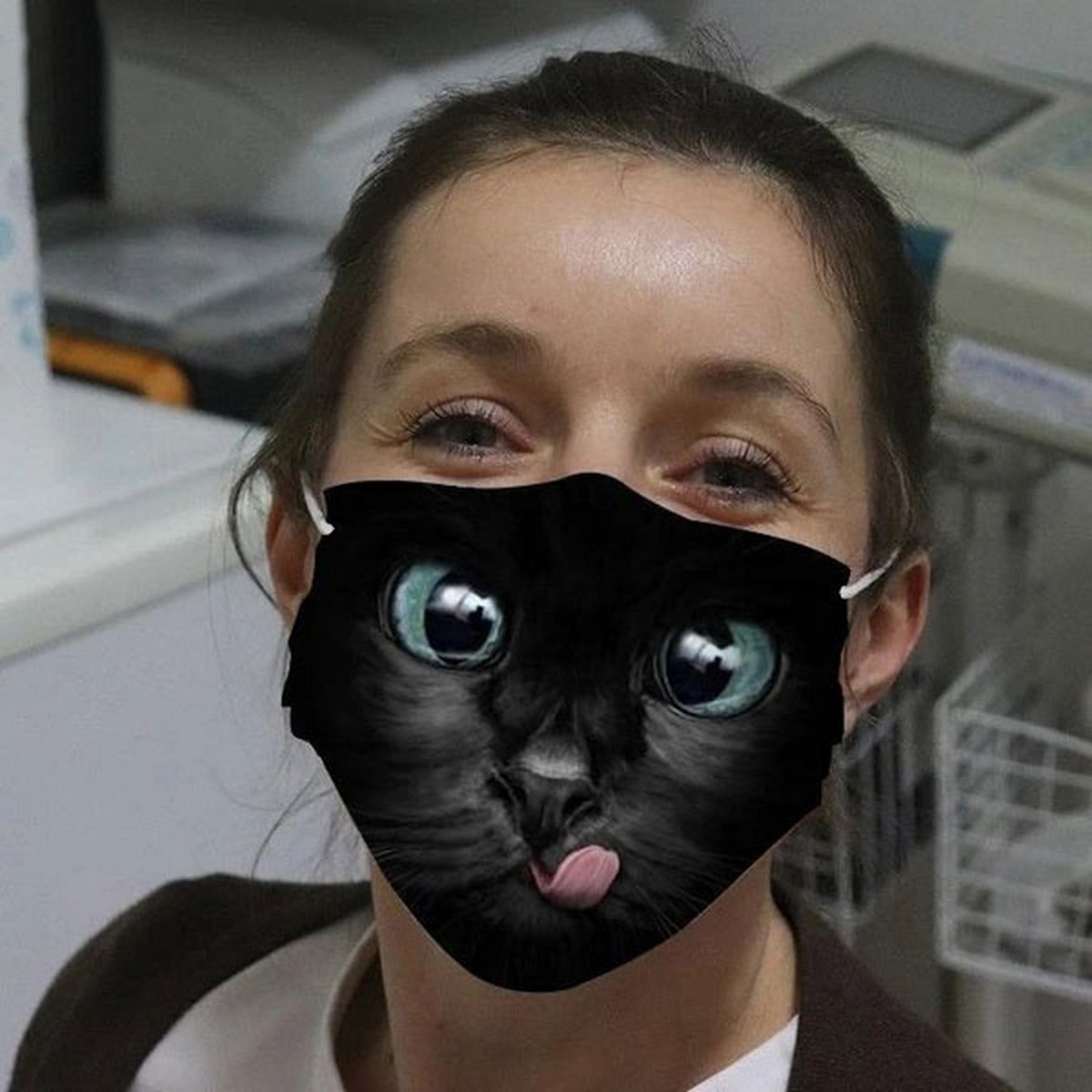 kedi yüz maskesi siyah