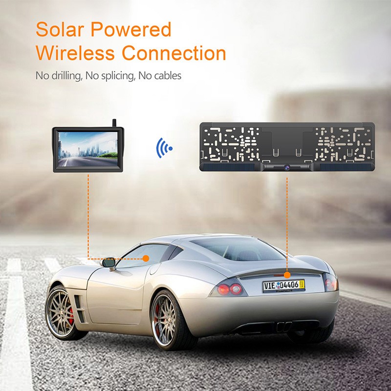 Plakada güneş araba kamerası ve HD monitör
