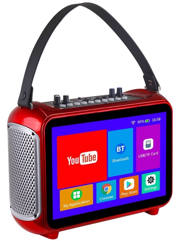 ekran ve mikrofonlu mini taşınabilir karaoke seti