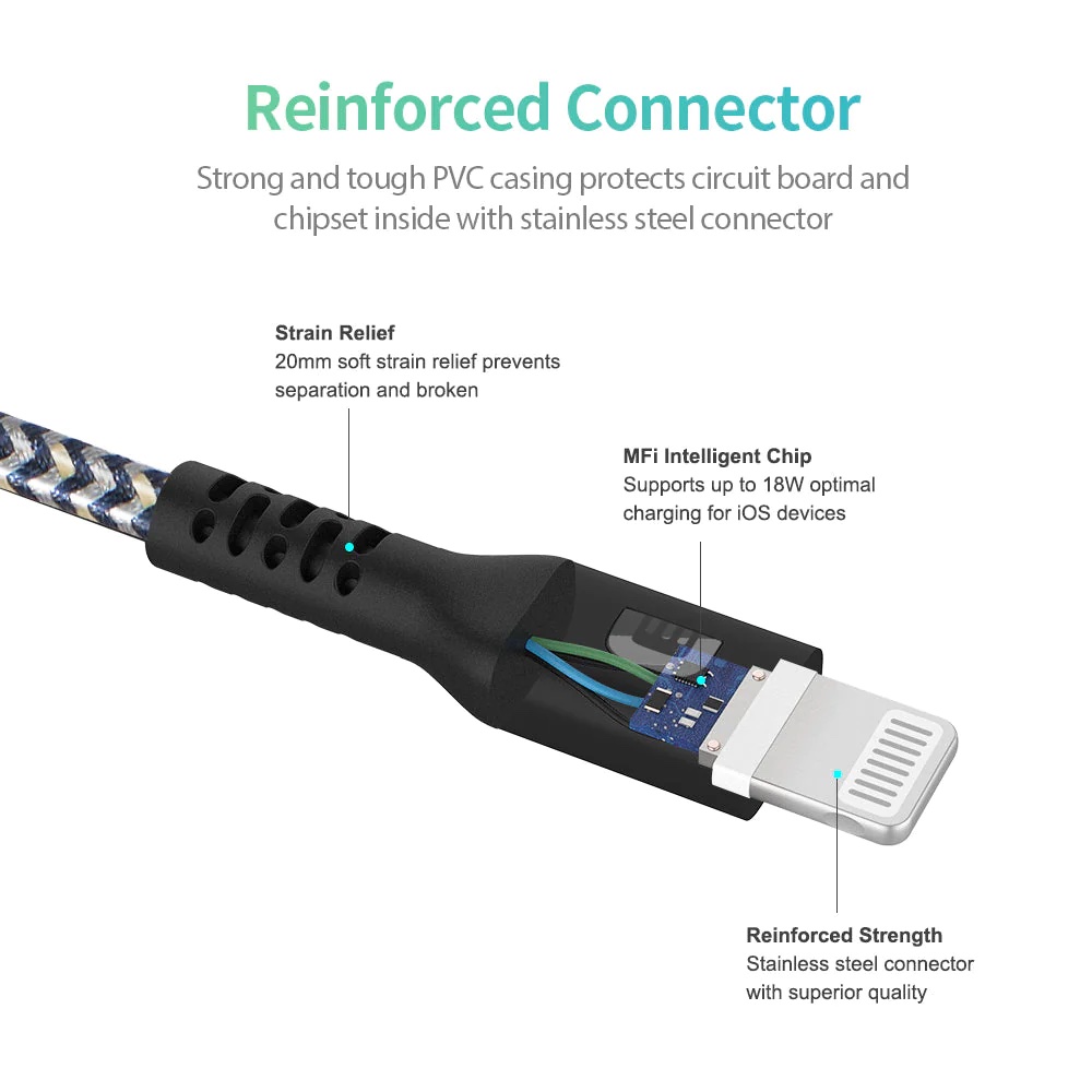 Cep telefonları için aydınlatma konektörüne USBC kablosu