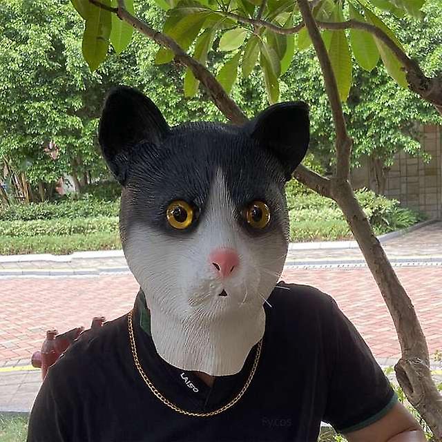 yüz maskesi - siyah kedi kafası silikon lateks maskesi