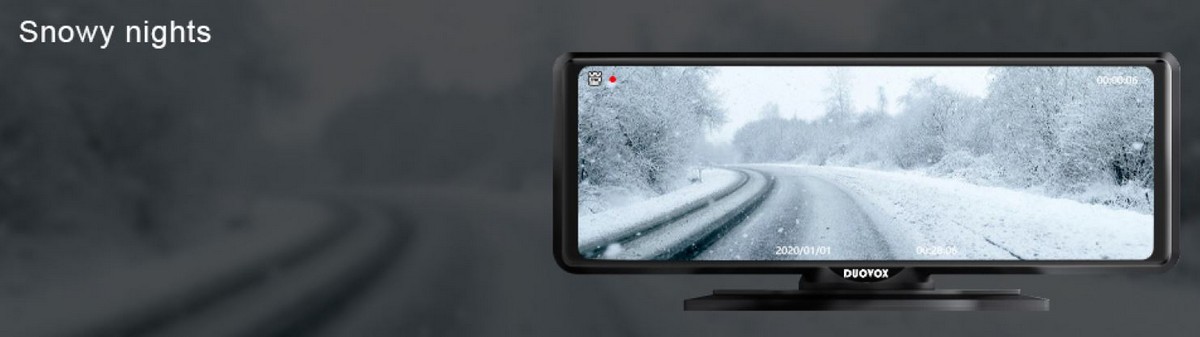 en iyi araba kamerası duovox v9 - kar yağışı