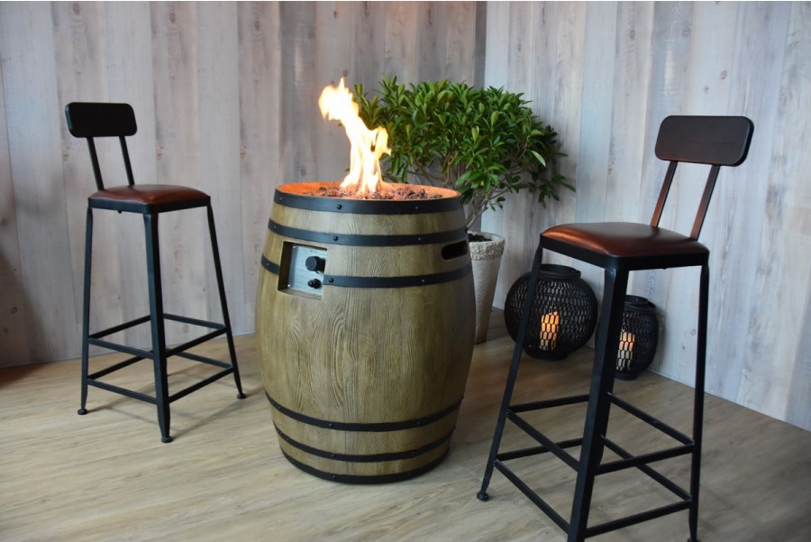 Şarap fıçısı ateş çukuru masa gaz propan şömine
