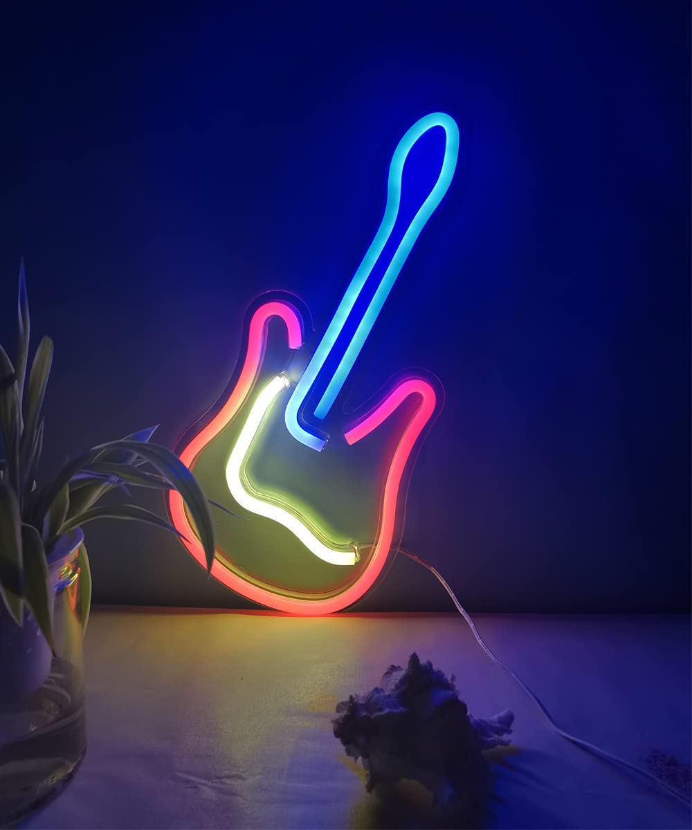 duvarda parlayan gitar - led neon