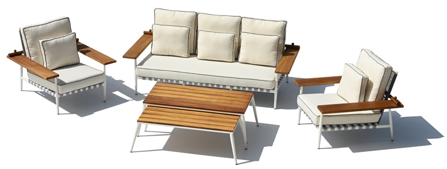 Büyük bir masa ile ahşap alüminyumdan yapılmış özel dış mekan bahçe oturma alanı tasarımı