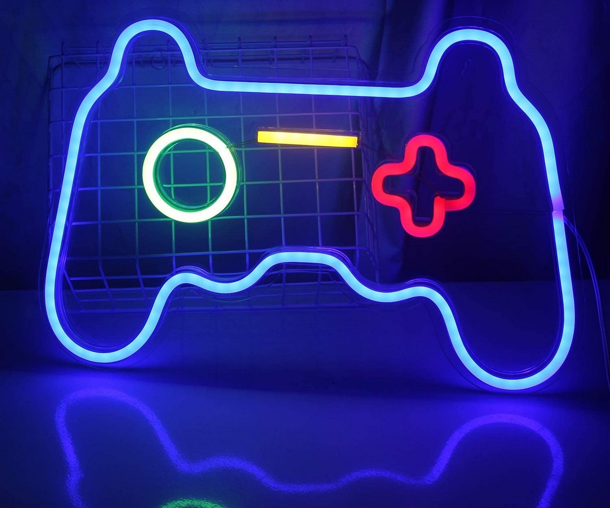 duvar aydınlatmasında neon led logo - gamepad
