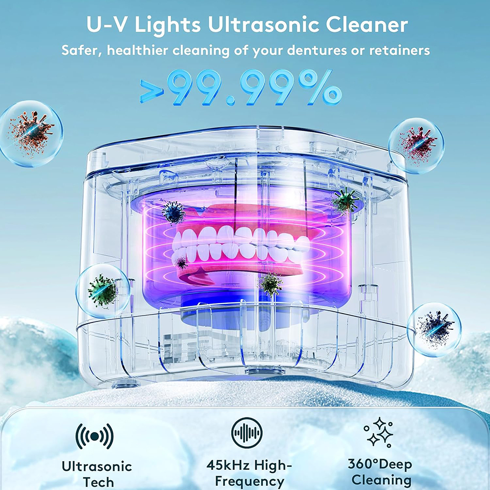 ultrasonik tutucu temizleyici protez temizleyici U-V %99,99 hafif temizleme
