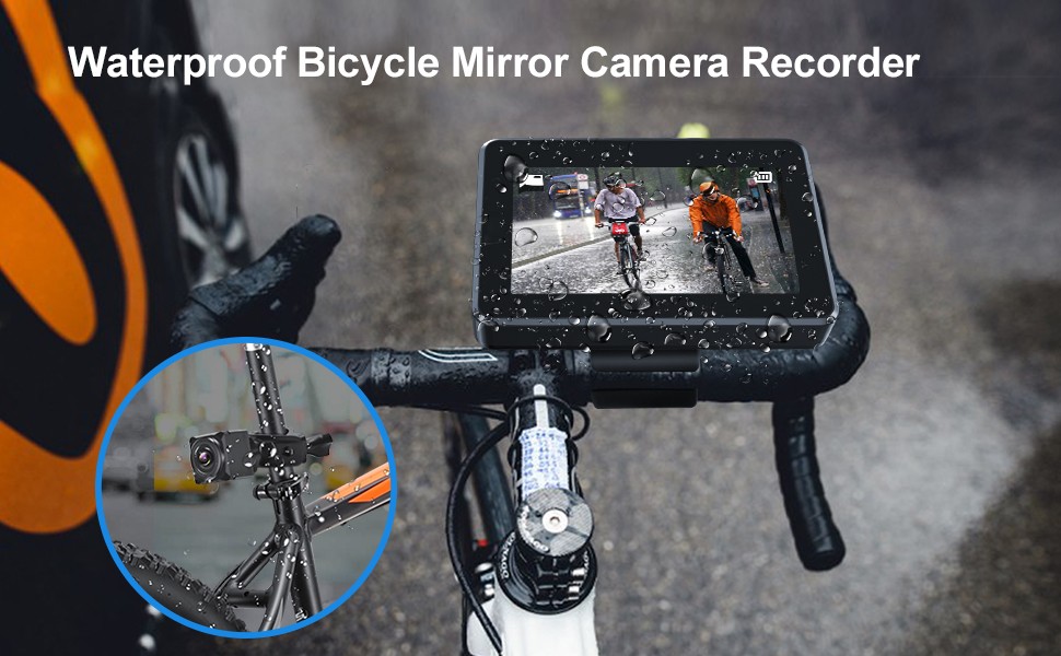 kayıt özellikli monitörlü su geçirmez bisiklet kamerası IP68