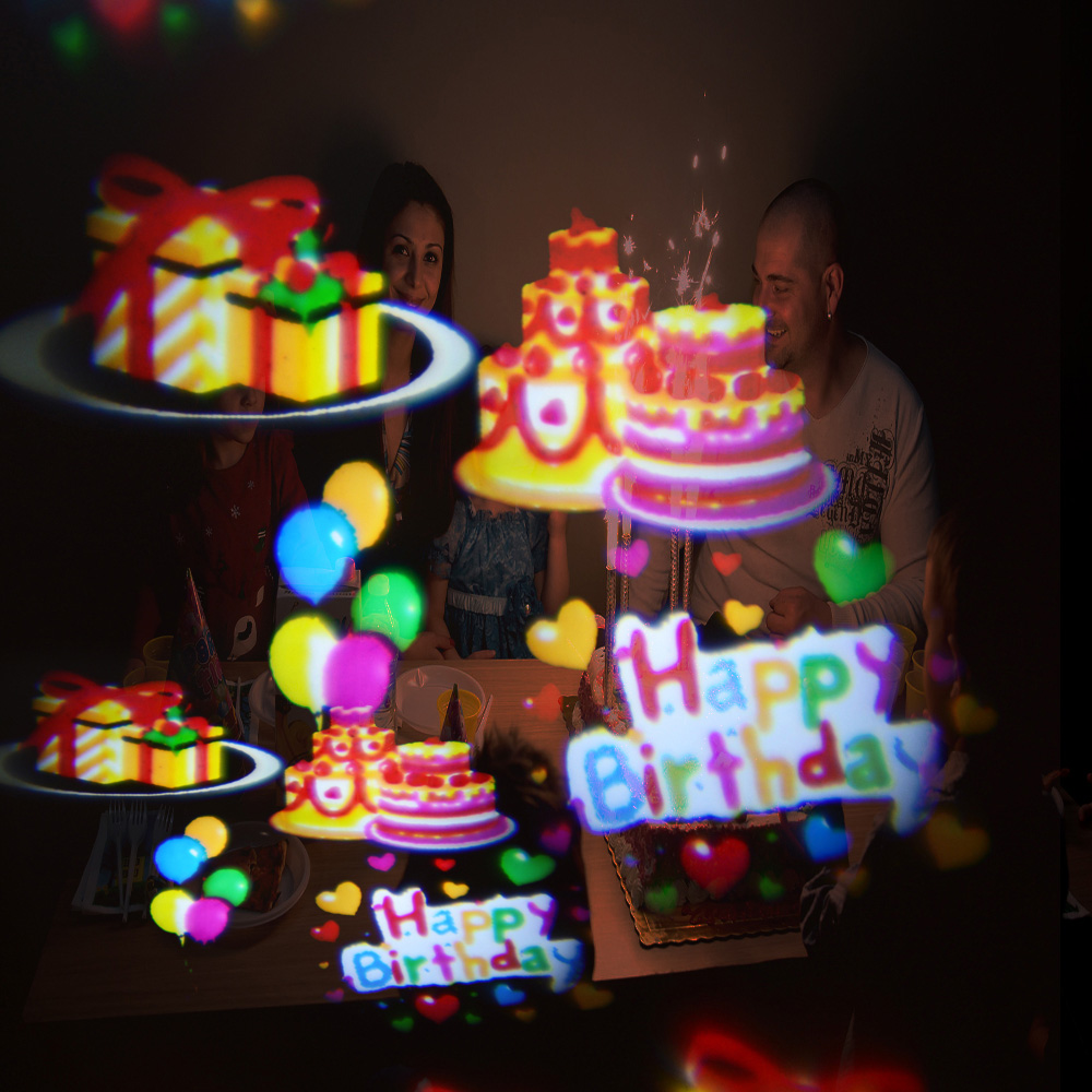 mutlu yıllar balonlarının kutlama projeksiyonu için parti eğlencesi led projektör