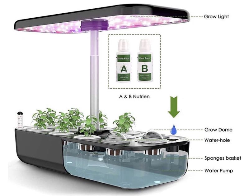 Bitki yetiştirmek için LED GROW lamba (topraksız bitki) - 12 kapsüllü kit