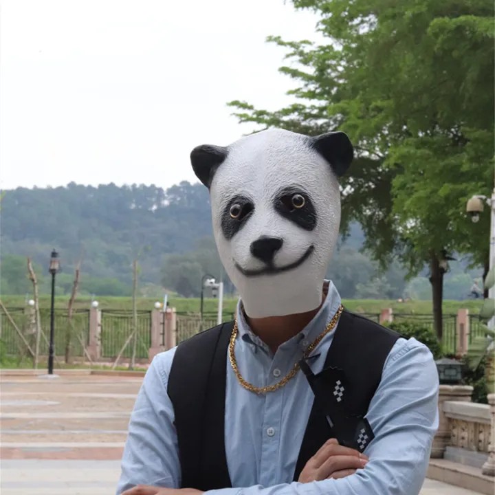 panda silikon maske yüz ve kafa