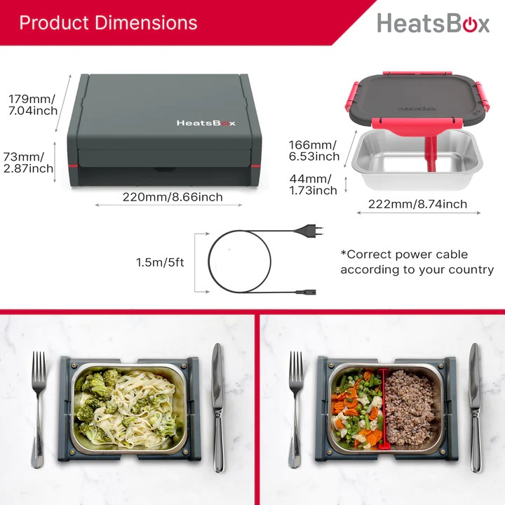 yiyecek için öğle yemeği kutusu elektrikle ısıtılan yiyecek heatsbox pro