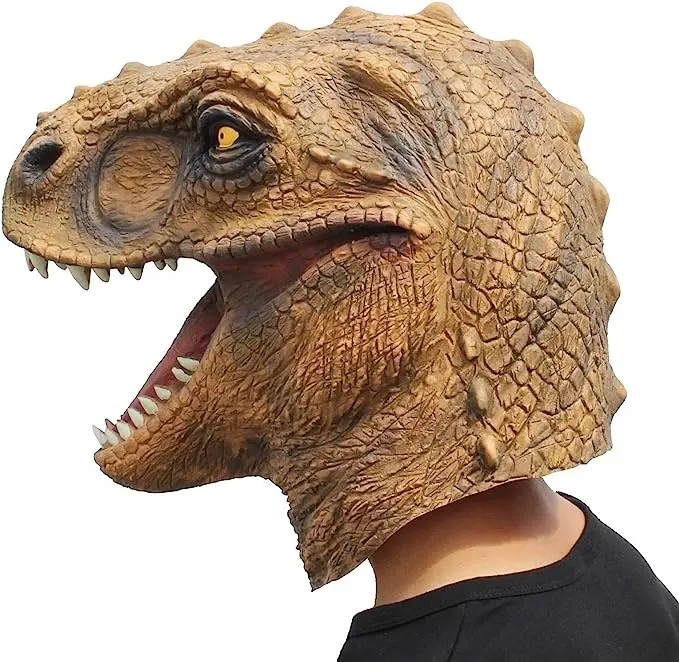 Cadılar bayramı maskesi silikon dinozor t rex dinozor kafa maskesi