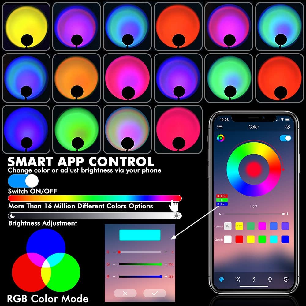 akıllı telefon için wifi lambası mobil uygulama kontrollü RGB renkli