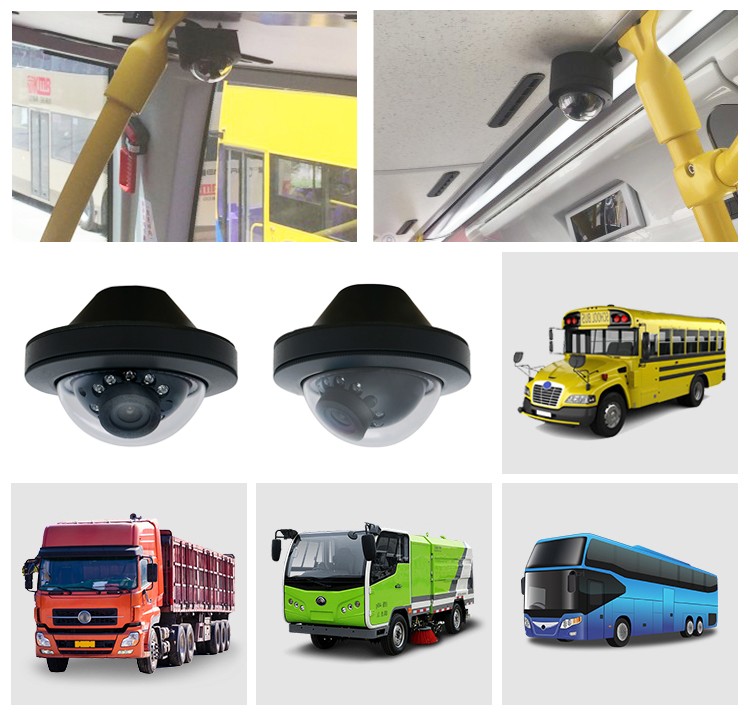 otobüsler, troleybüs, tramvay, kamyonetler, minibüsler, karavanlar, yarı römorklar, römorklar, kamyonlar için mini dome kamera