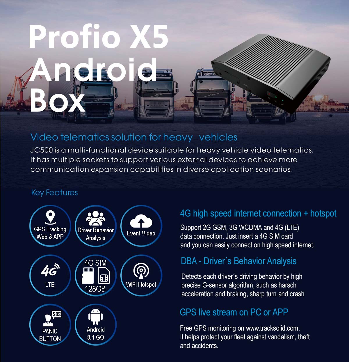 4G araç içi kamera lte canlı izleme - Profio X5